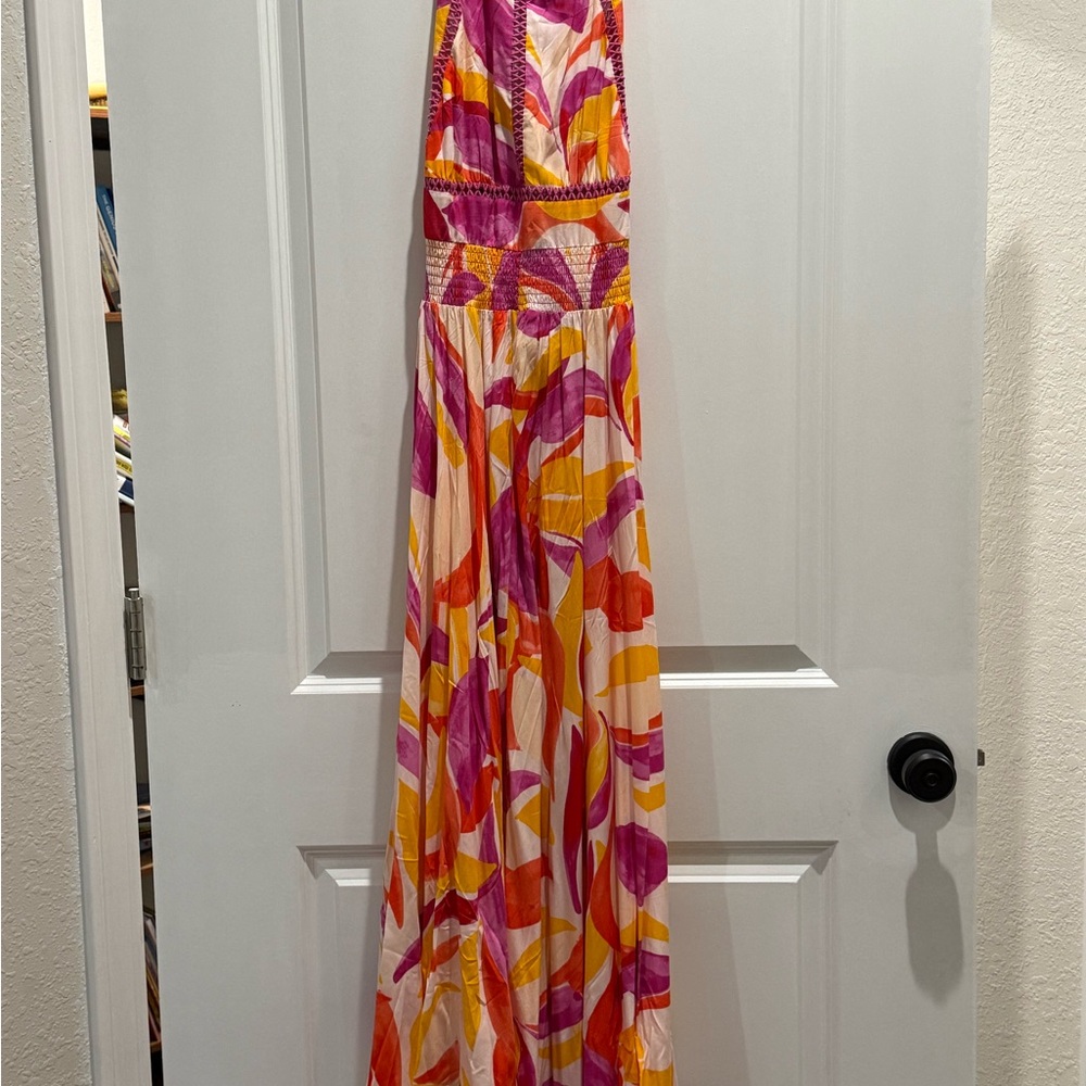 Vibrant Multicolor Halter Maxi Dress